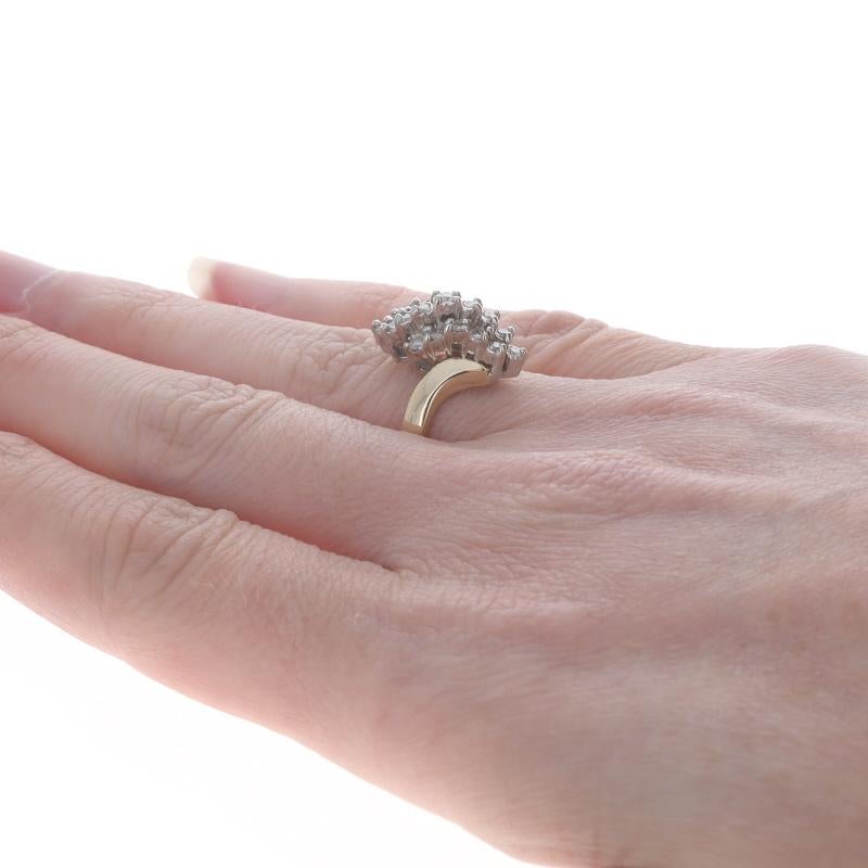 Gelbgold Diamant Cluster Wasserfall Bypass Ring - 10k Runde Brillant .50ctw Damen im Angebot