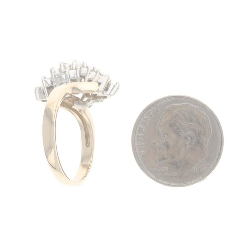Gelbgold Diamant Cluster Wasserfall Bypass Ring - 10k Runde Brillant .50ctw im Angebot 1