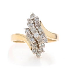 Yellow Gold Diamond Cluster Waterfall Bypass Ring - 10k Round Brilliant .50ctw