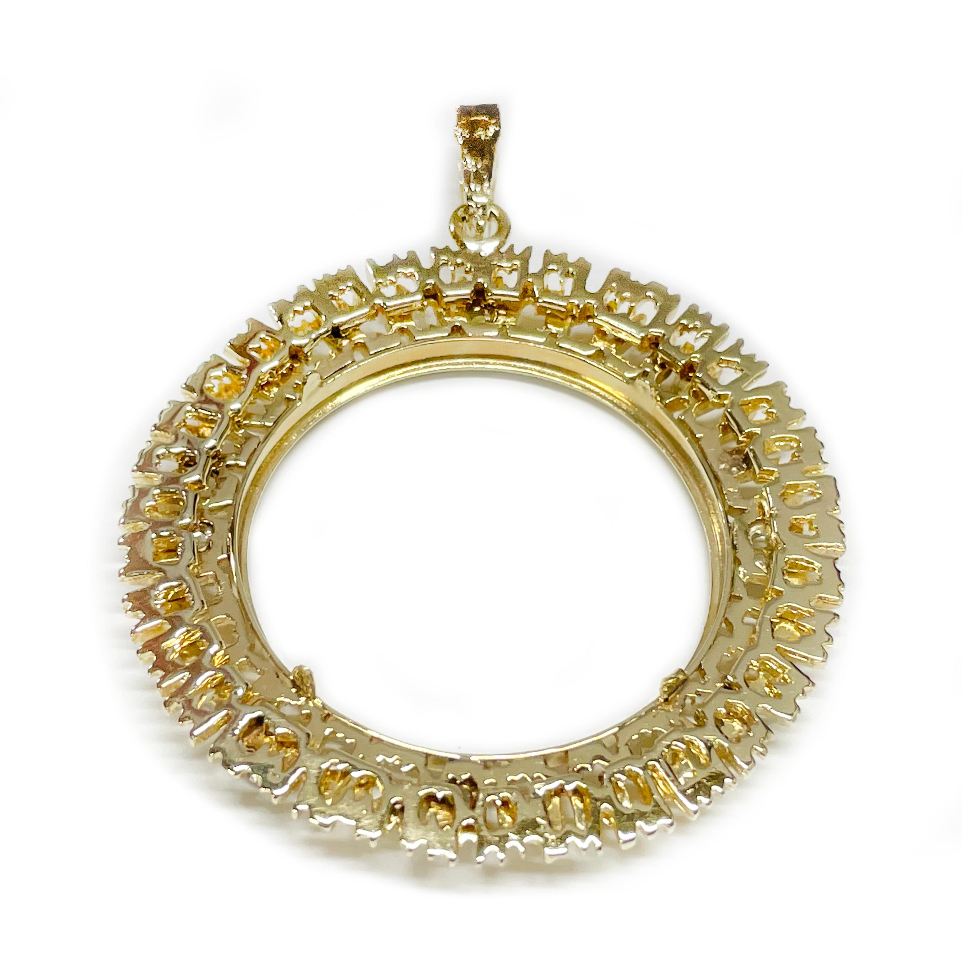 Yellow Gold Diamond Coin Bezel In Good Condition In Palm Desert, CA