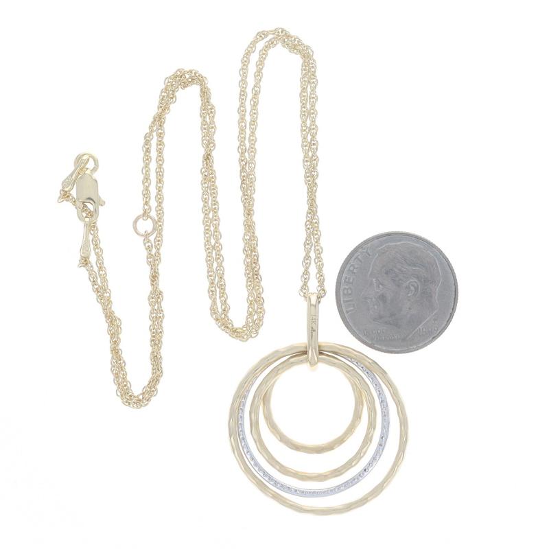 Yellow Gold Diamond Concentric Circle Pendant Necklace 18 1/4