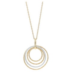 Collar Colgante Círculo Concéntrico Diamante Oro Amarillo 18 1/4" 14k Redondo .22ctw