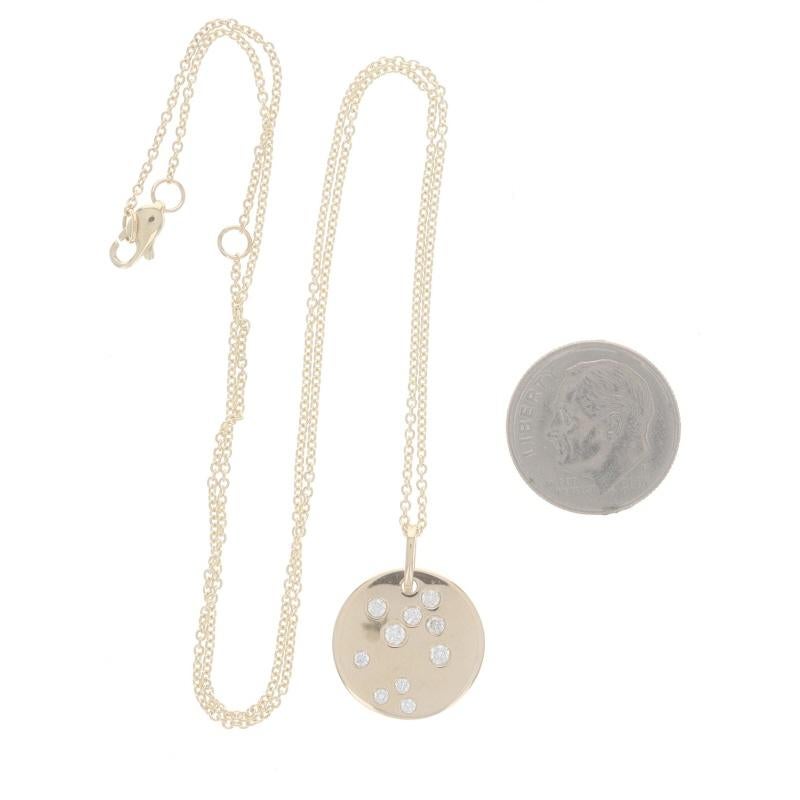 Yellow Gold Diamond Constellation Dot Pendant Necklace 14k Rd .23ctw Disc Adjust In New Condition In Greensboro, NC