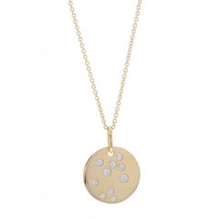 Yellow Gold Diamond Constellation Dot Pendant Necklace 14k Rd .23ctw Disc Adjust