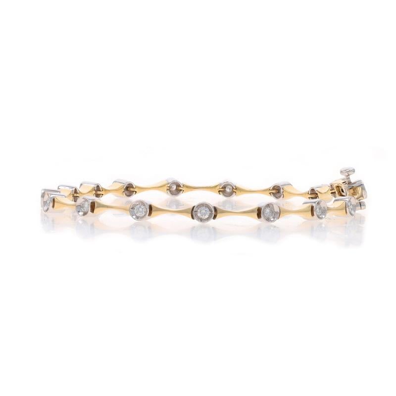 Taille ronde Bracelet en or jaune à maillons en forme de diamant 6 1/4