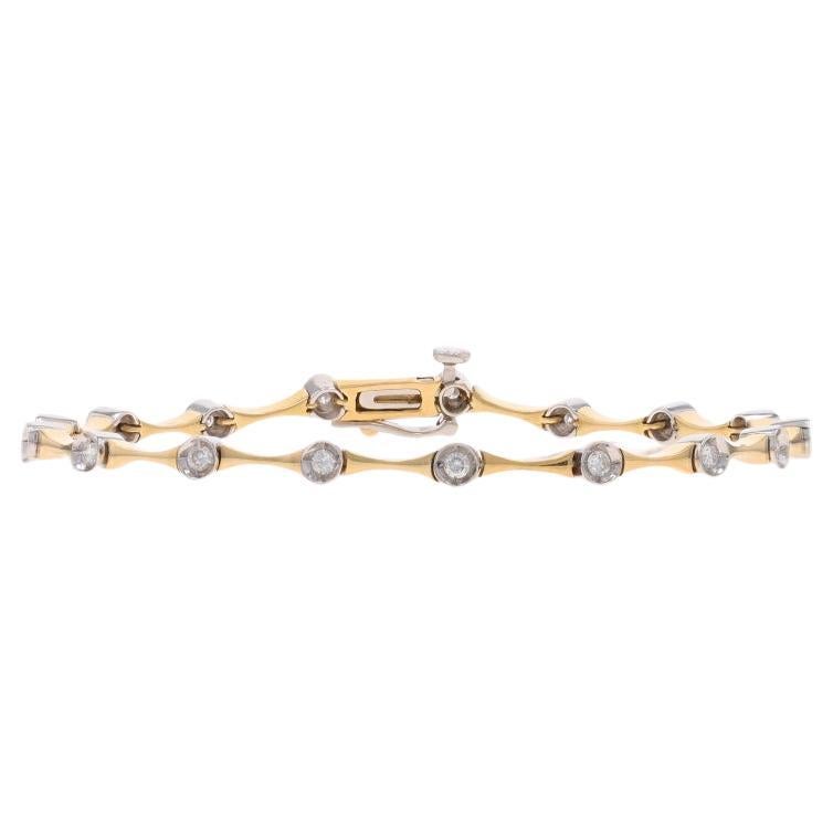 Gelbgold Diamant konturierte Link-Armband 6 1/4" - 14k Runde Brillant .50ctw