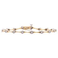 Gelbgold Diamant konturierte Link-Armband 6 1/4" - 14k Runde Brillant .50ctw