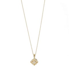 Yellow Gold Diamond Convert Halo-to-Dangle Necklace 14k Princess .28ctw Adjust