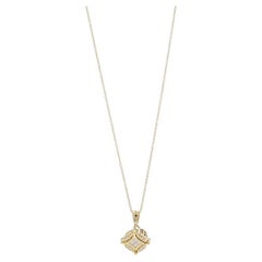 Yellow Gold Diamond Convert Halo-to-Dangle Necklace 14k Princess .28ctw Adjust