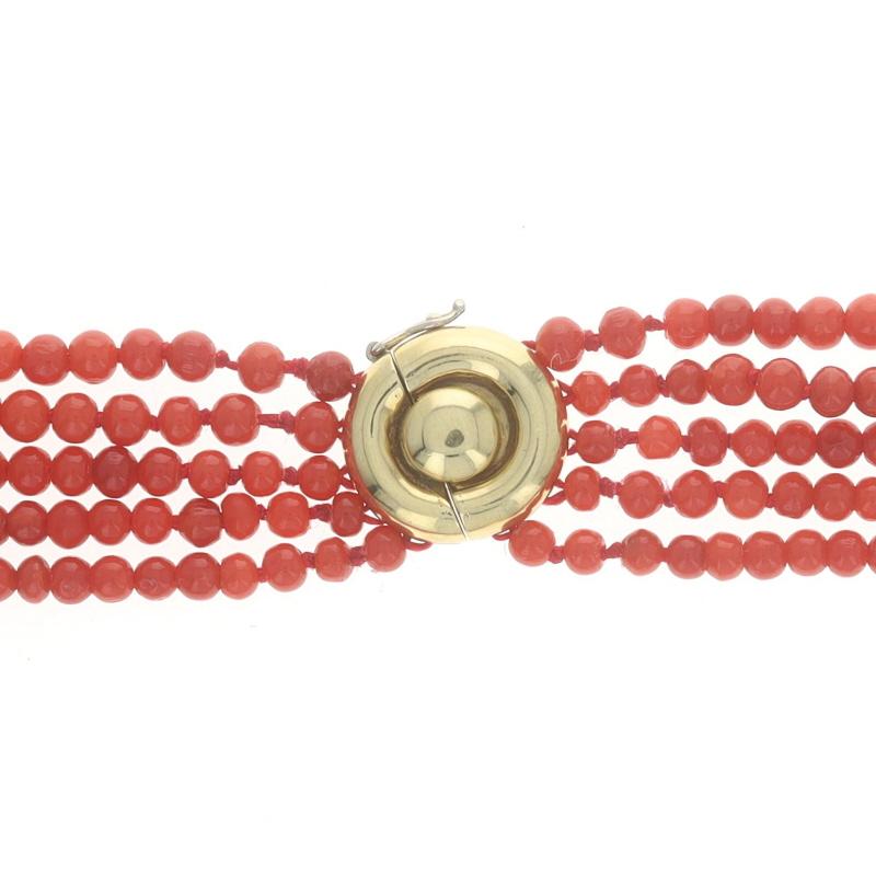Gelbgold Diamant Koralle Vintage Schnalle Halskette 16 1/4
