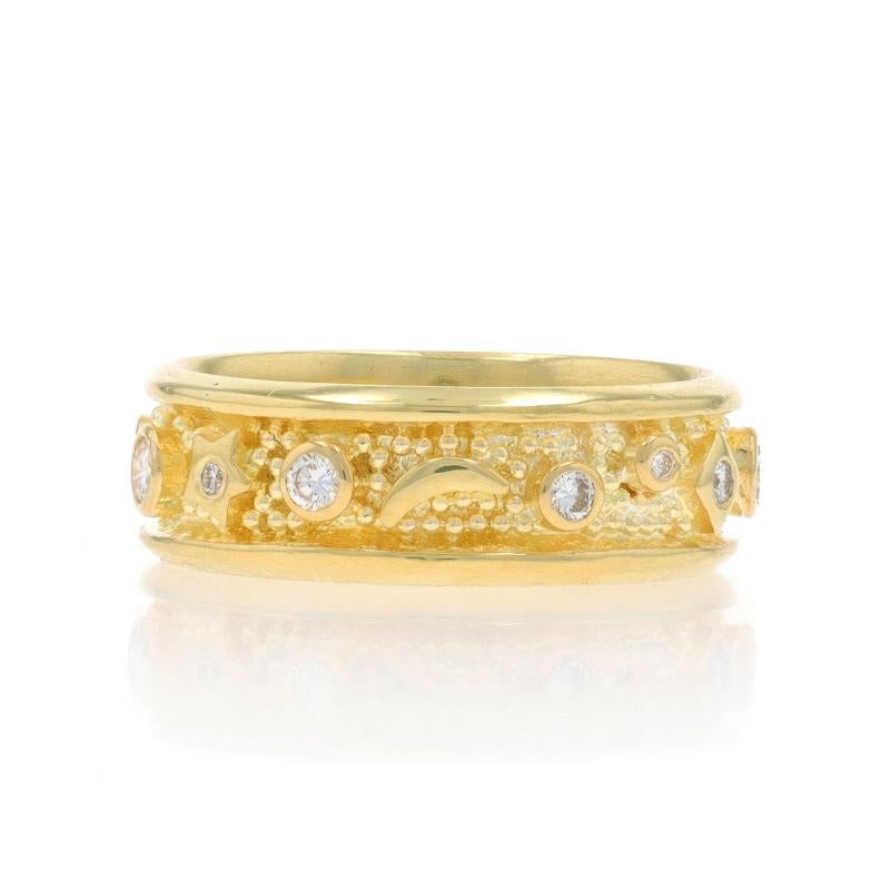 Bague en or jaune diamantée lune et étoile - 18k Rd & Marq .30ctw Ring SZ 6 Excellent état - En vente à Greensboro, NC