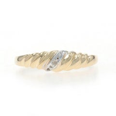 Yellow Gold Diamond Crescent Band - 10k Single Cut Ring