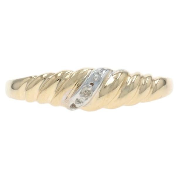 Anillo de oro amarillo con diamantes en forma de media luna - Anillo talla única 10k en venta