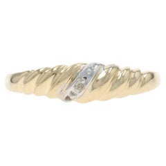 Yellow Gold Diamond Crescent Band - 10k Single Cut Ring
