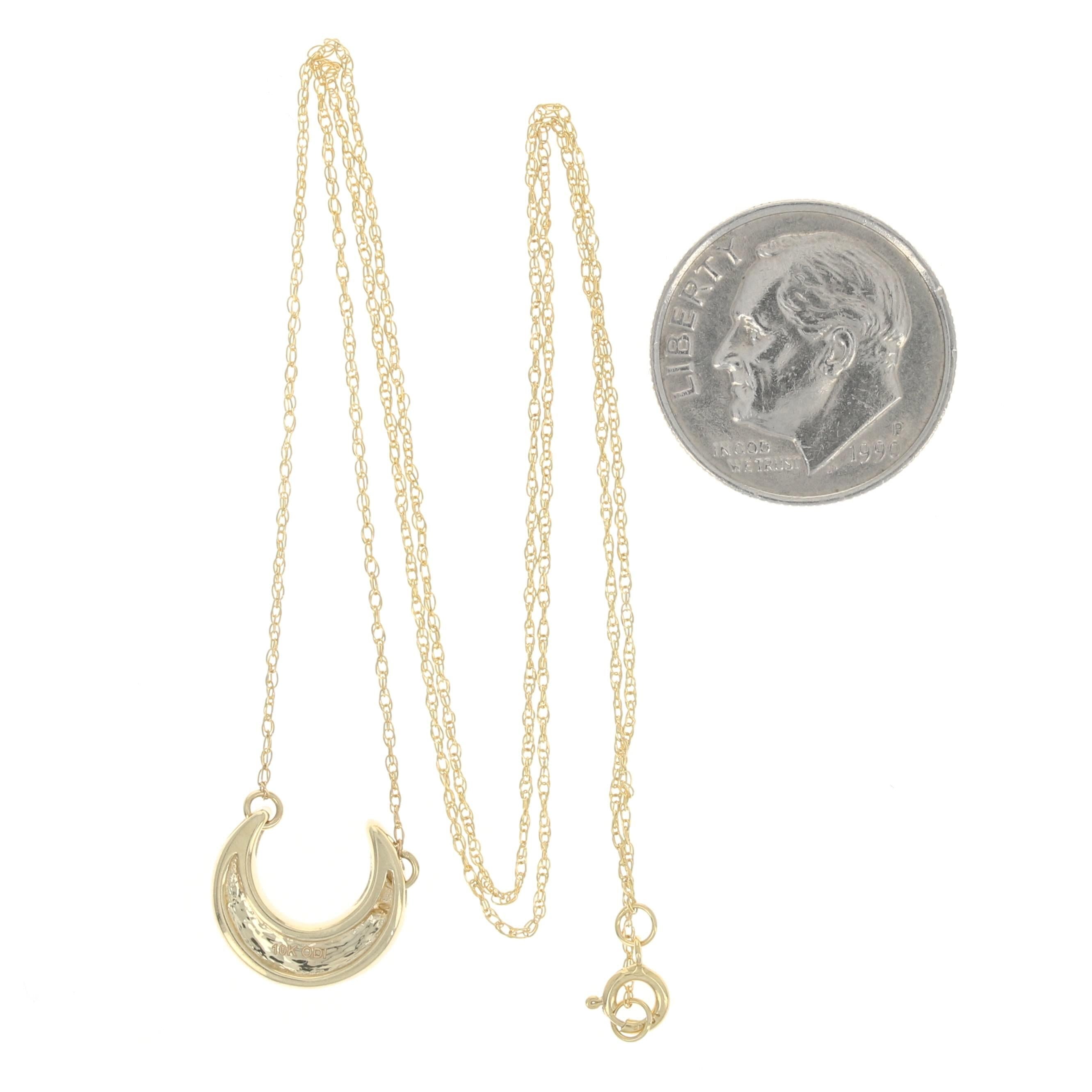 Halskette Halbmond aus Gelbgold mit Diamanten, Crescent Moon, 10k rund, .25ctw Celestial im Zustand „Neu“ im Angebot in Greensboro, NC