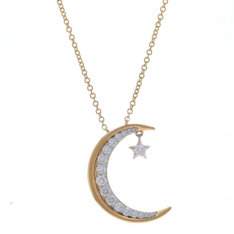 Contenu métallique : Or jaune 14k et or blanc 14k

Informations sur les pierres
Diamants naturels
Carat(s) : .38ctw
Coupe : Brillant rond
Couleur : G - H
Clarté : VS1 - VS2

Total des carats : .38ctw

Style de chaîne : Câble
Style du collier :