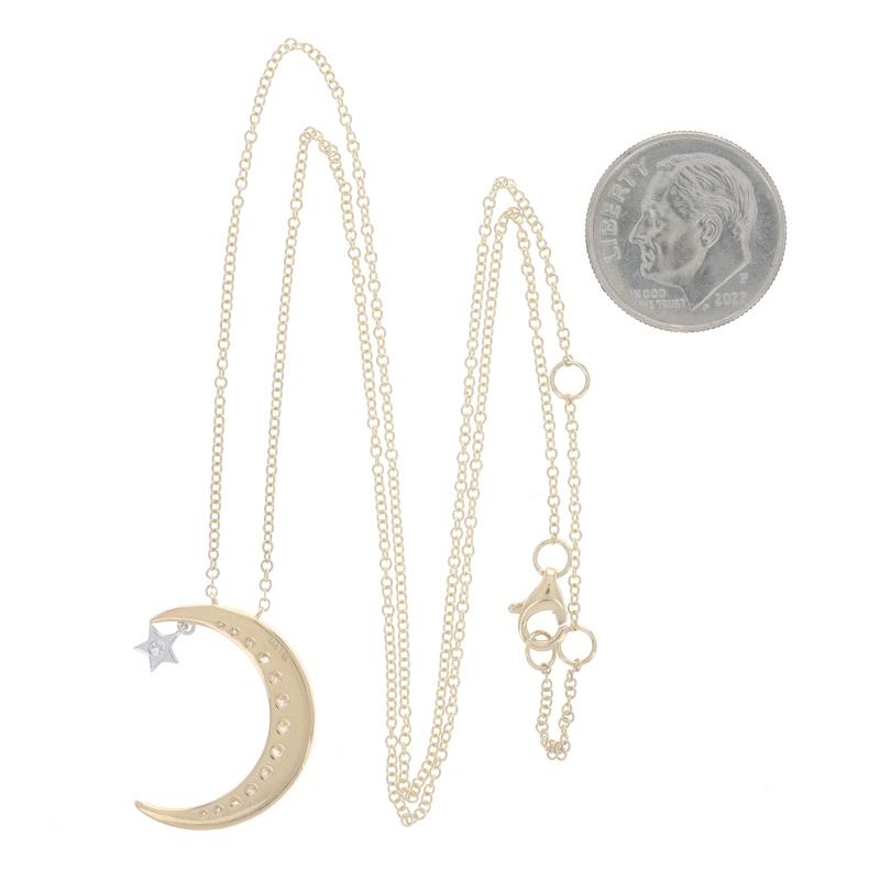 Collier croissant de lune et étoile en or jaune - 14k Round .38ctw Ajustable en vente 1