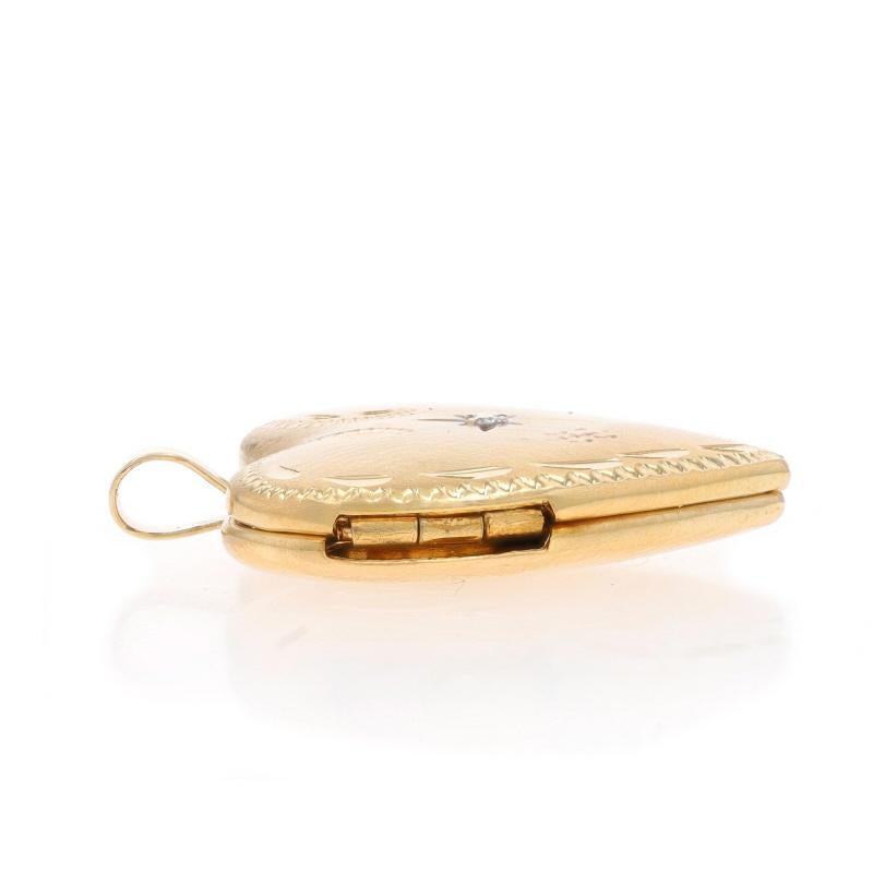 Gelbgold Diamant-Kreuz-Herz-Medaillon-Anhänger - 14k Rundschliff Love zwei Rahmen Damen im Angebot