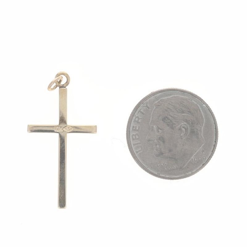 Yellow Gold Diamond Cross Pendant - 10k Rough Faith In Excellent Condition For Sale In Greensboro, NC