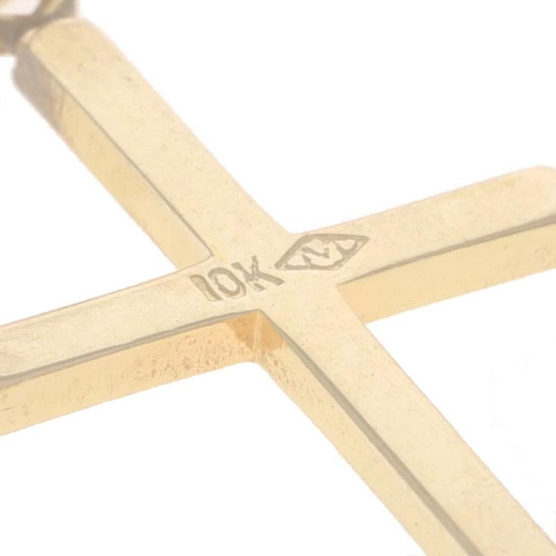 Women's Yellow Gold Diamond Cross Pendant - 10k Rough Faith For Sale