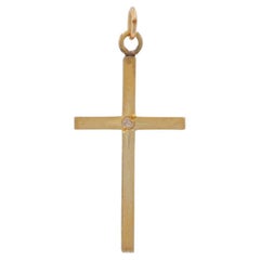 Yellow Gold Diamond Cross Pendant - 10k Rough Faith