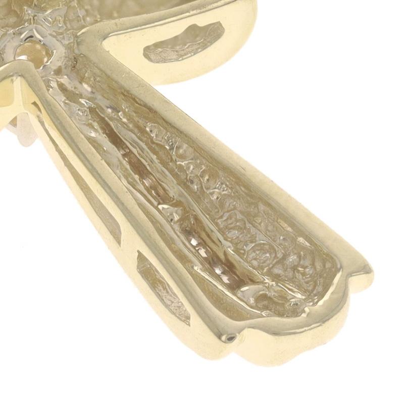 Women's Yellow Gold Diamond Cross Pendant - 10k Single Cut .20ctw Faith For Sale