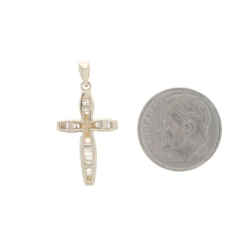 Yellow Gold Diamond Cross Pendant - 14k Baguette .50ctw Faith Excellent état - En vente à Greensboro, NC