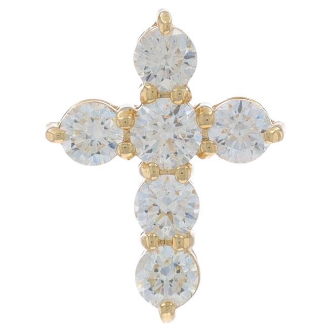 Yellow Gold Diamond Cross Pendant 14k Round Brilliant .45ctw Faith