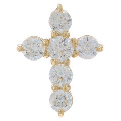 Gelbgold Diamant Kreuz Anhänger 14k Runde Brillant .45ctw Glaube