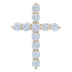 Yellow Gold Diamond Cross Pendant 14k Round Brilliant .83ctw Faith