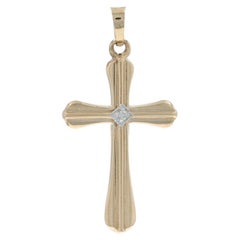 Pendentif croix diamant en or jaune 14k 1.00 Faith Solitaire