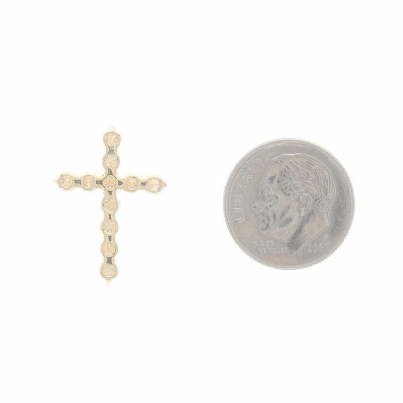 Yellow Gold Diamond Cross Pendant - 18k Round Brilliant .88ctw Faith In New Condition For Sale In Greensboro, NC
