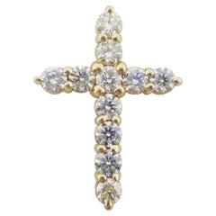 2.22 Carat Yellow Gold Diamond Cross Pendant