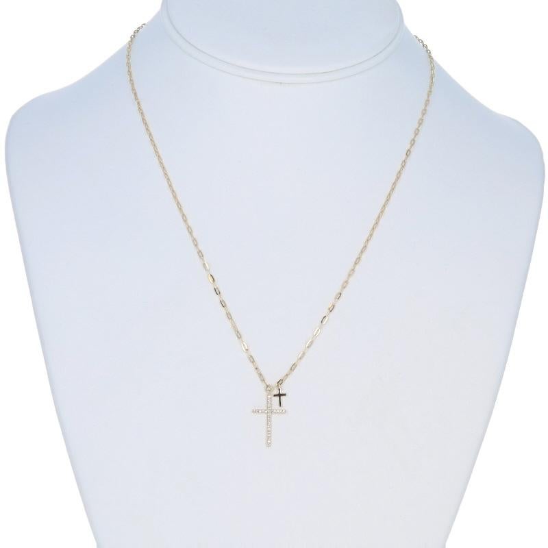 Collar Cruz Diamante Oro Amarillo 14k Redondo Brillante Fe Ajustable en Nuevo estado para la venta en Greensboro, NC