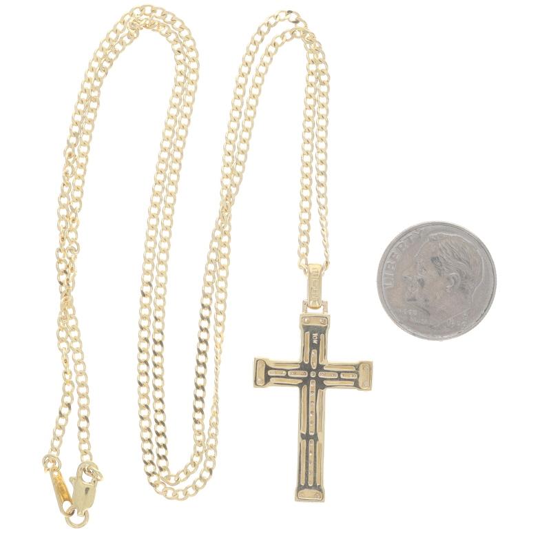 Yellow Gold Diamond Cross Unisex Pendant Necklace 22