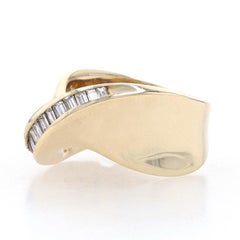 Yellow Gold Diamond Crossover Band - 14k Baguette .50ctw Ring
