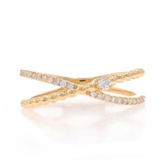 Yellow Gold Diamond Crossover Band - 14k Round Brilliant .16ctw Ring