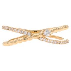 Yellow Gold Diamond Crossover Band - 14k Round Brilliant .16ctw Ring