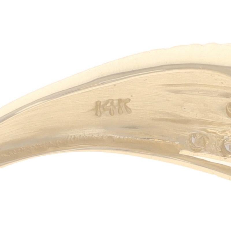 Yellow Gold Diamond Crossover Band - 14k Single and Baguette .15ctw Ring For Sale 2