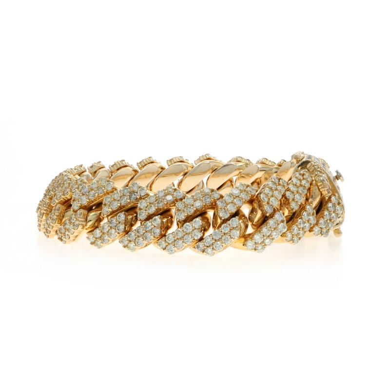 Bracelet homme en or jaune avec chaîne cubaine et diamants - 14k Round 15.00ctw Bling Excellent état - En vente à Greensboro, NC