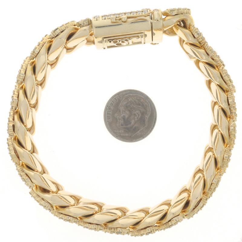 Bracelet homme en or jaune avec chaîne cubaine et diamants - 14k Round 15.00ctw Bling en vente 1