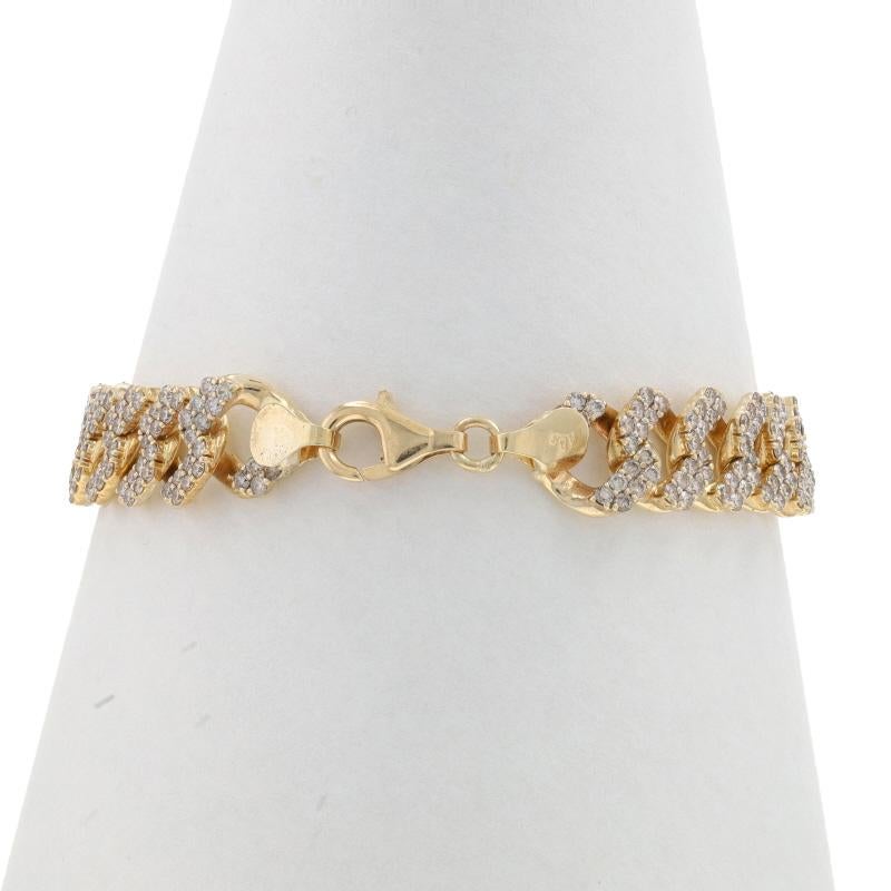 Oro amarillo Diamante Cubano Cadena de eslabones Pulsera para hombre 7 1/2