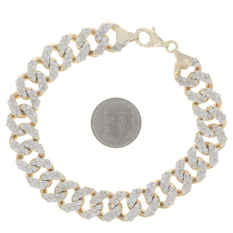 De las mujeres Oro amarillo Diamante Cubano Cadena de eslabones Pulsera para hombre 7 1/2