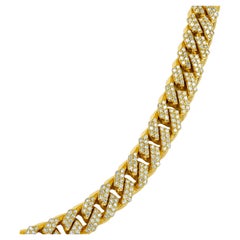 Yellow Gold Diamond Cuban Link Chain Necklace – 22 Inches