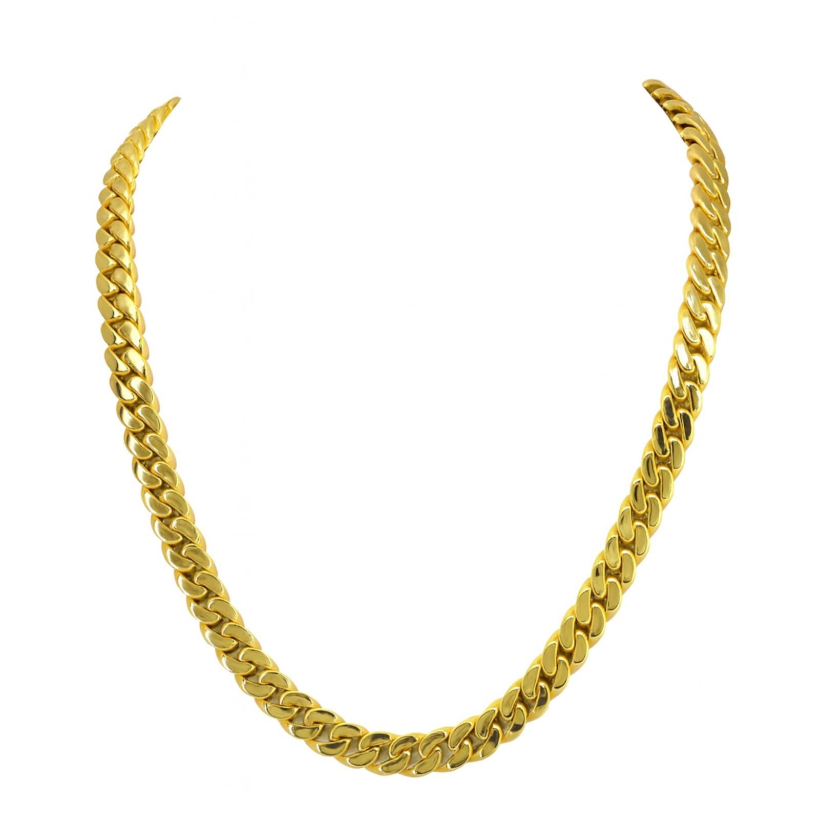 Gelbgold Diamant kubanische Link Kette Halskette - 22 Zentimeter (Rundschliff) im Angebot