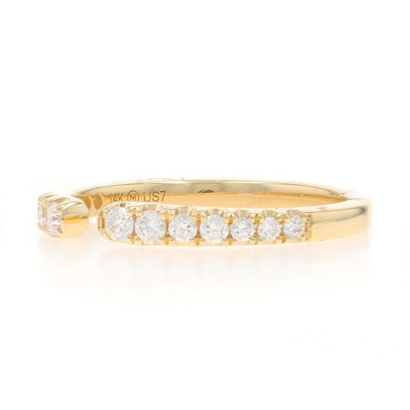 Bracelet manchette en or jaune 14k diamant rond brillant .31ctw Bague ajustable Neuf - En vente à Greensboro, NC