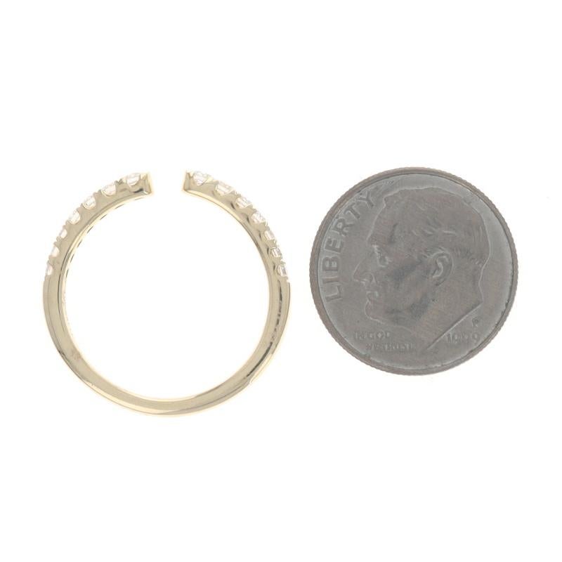 Bracelet manchette en or jaune 14k diamant rond brillant .31ctw Bague ajustable en vente 1