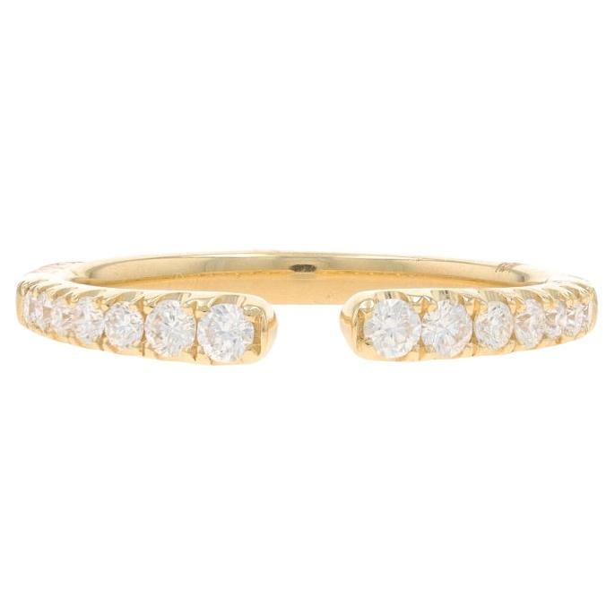 Bracelet manchette en or jaune 14k diamant rond brillant .31ctw Bague ajustable en vente