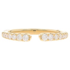 Yellow Gold Diamond Cuff Band 14k Round Brilliant .31ctw Adjustable Ring