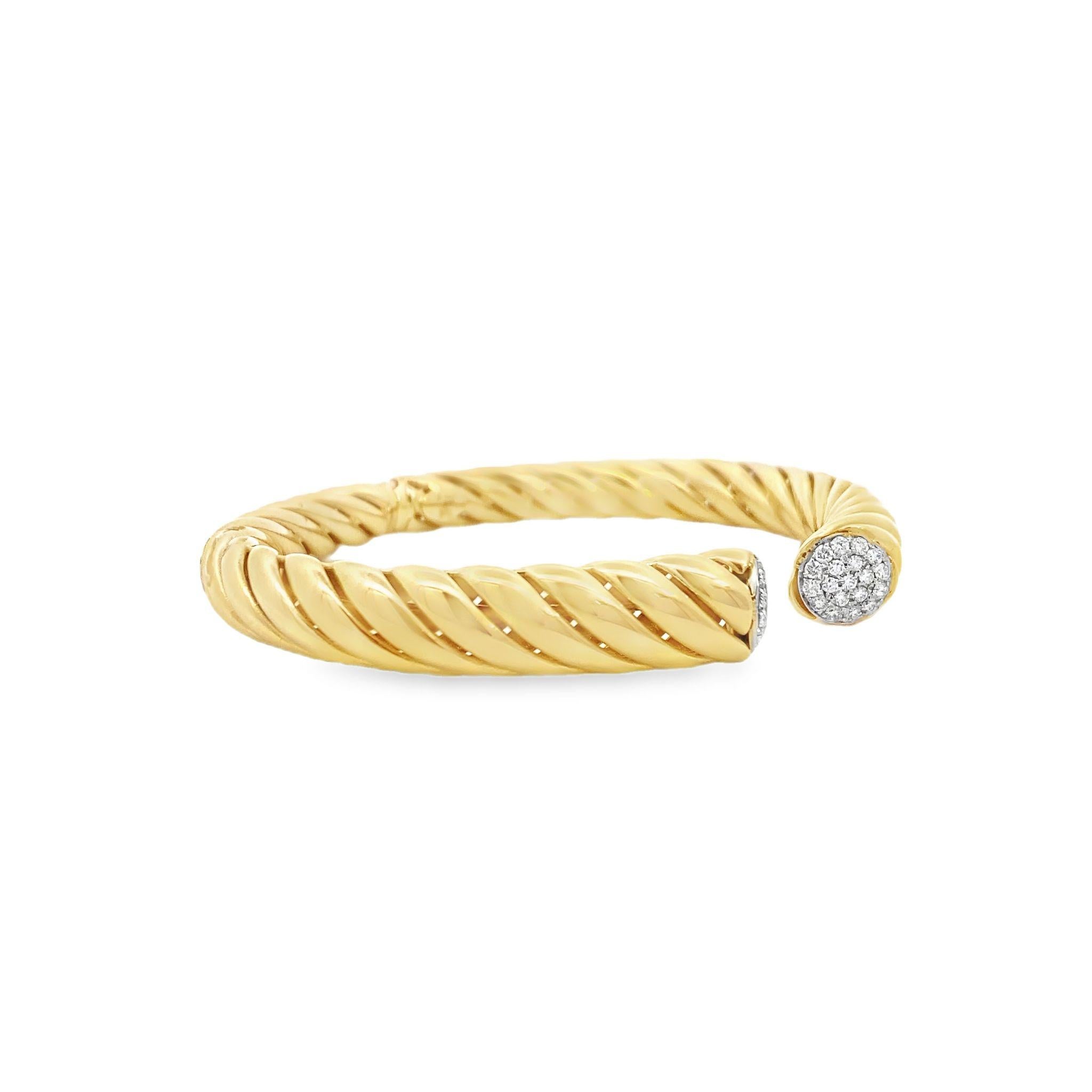 Modern Maurice Fine Jewelry - Yellow Gold & Diamond Cuff Bangle For Sale
